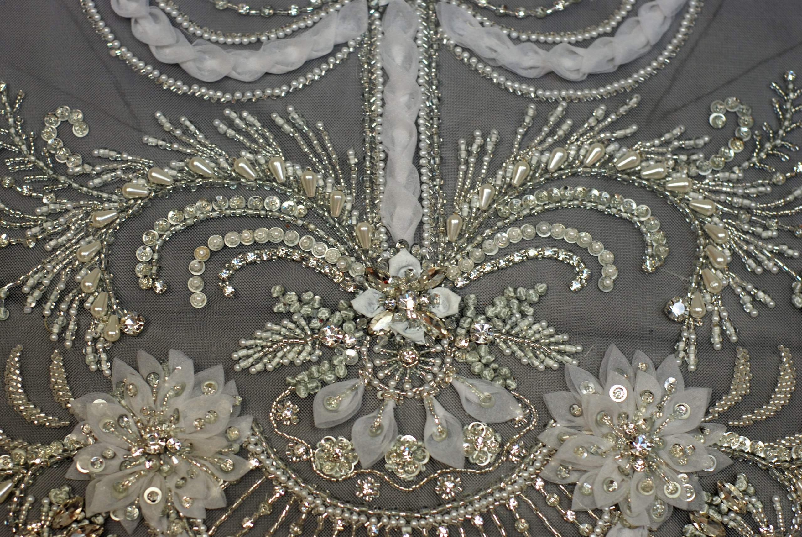 Gold embroidery with pearls and crystals